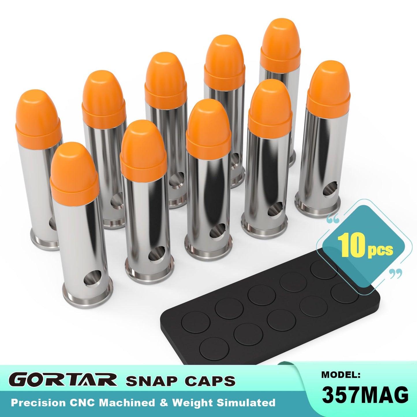GORTAR 357 MAG Snap Caps Training Dummy Rounds Practice Safe Loading Firing Close to Real Weight -10 Pcs