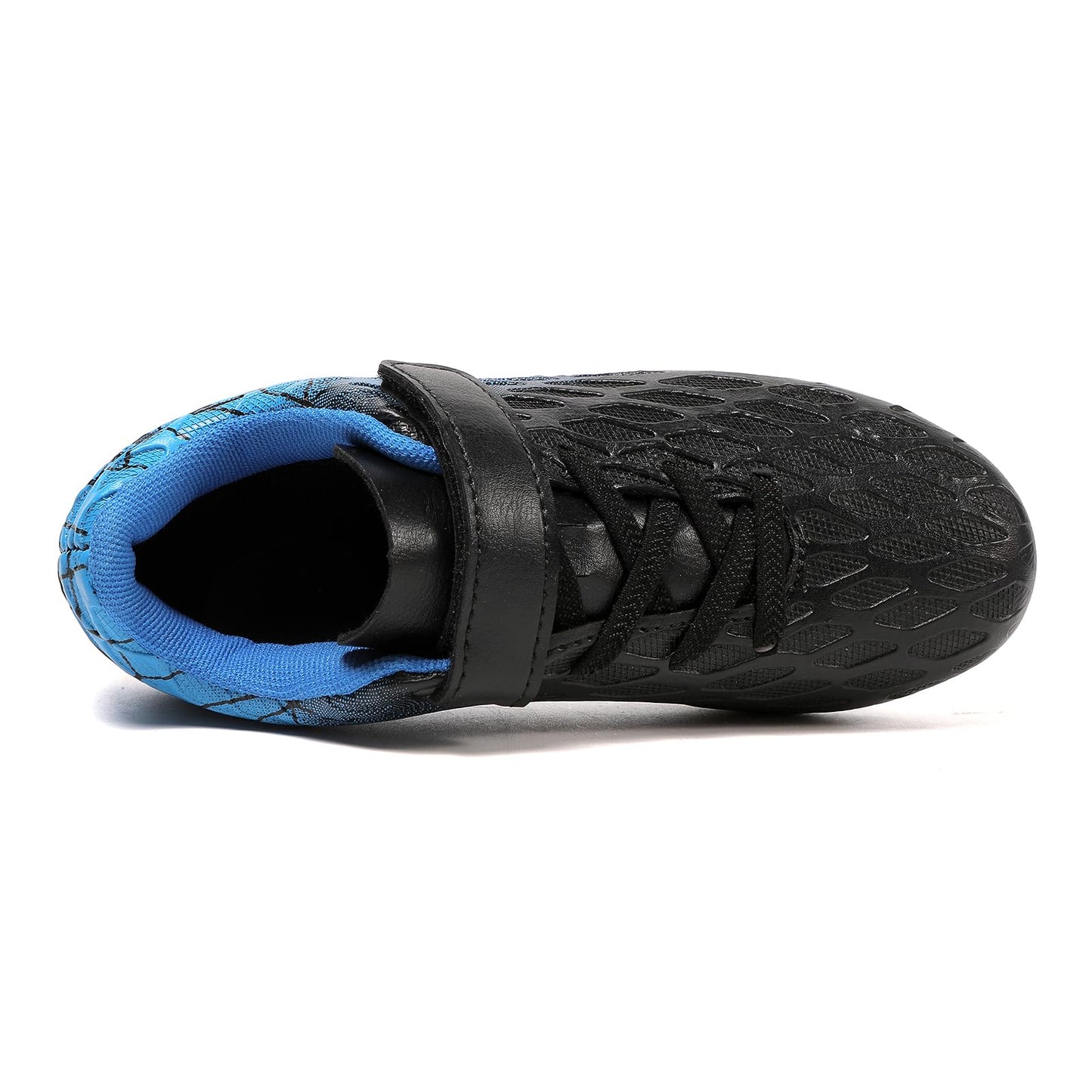 Skerxut Soccer Cleats, Kids Firm Ground Football Shoes, Boys Girls Athletic Outdoor (Black/Blue, Little Kid, 13, Numeric, US Footwear Size System, Medium)