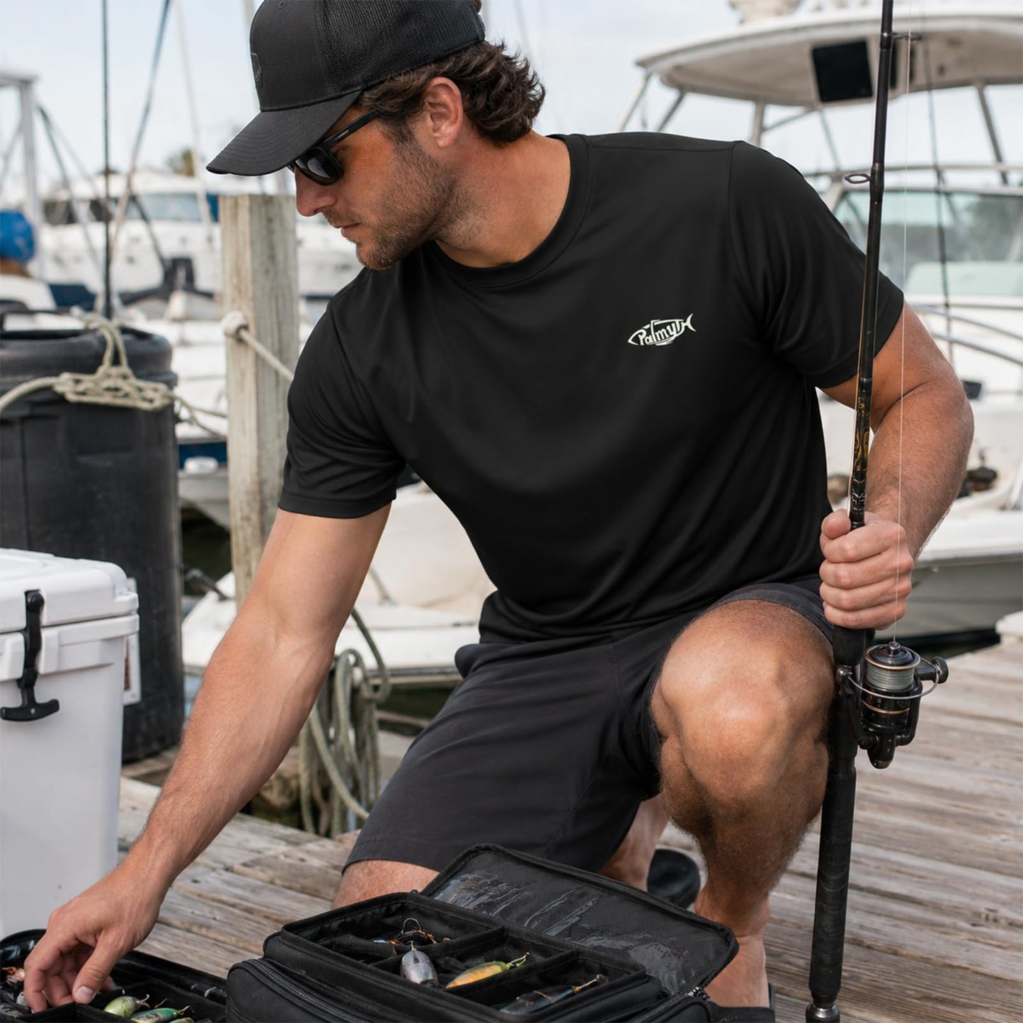 Palmyth Fishing Shirts for Men Short Sleeve UPF 50+ Quick Dry Graphic Tee