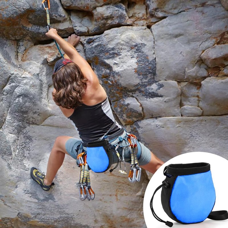 YERGOFE Climbing Chalk Bag - Small Chalk Bag Bouldering for Rock Climbing Chalk Pouch - Blue