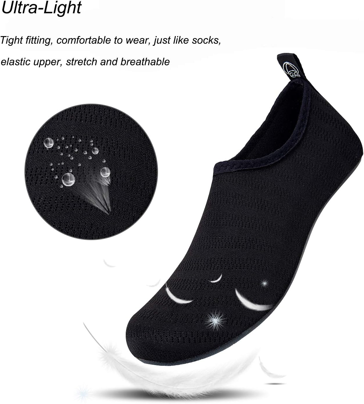 WateLves Water Shoes - Quick-Dry Aqua Socks for Beach, Swim & Yoga - Unisex Translucent Soles