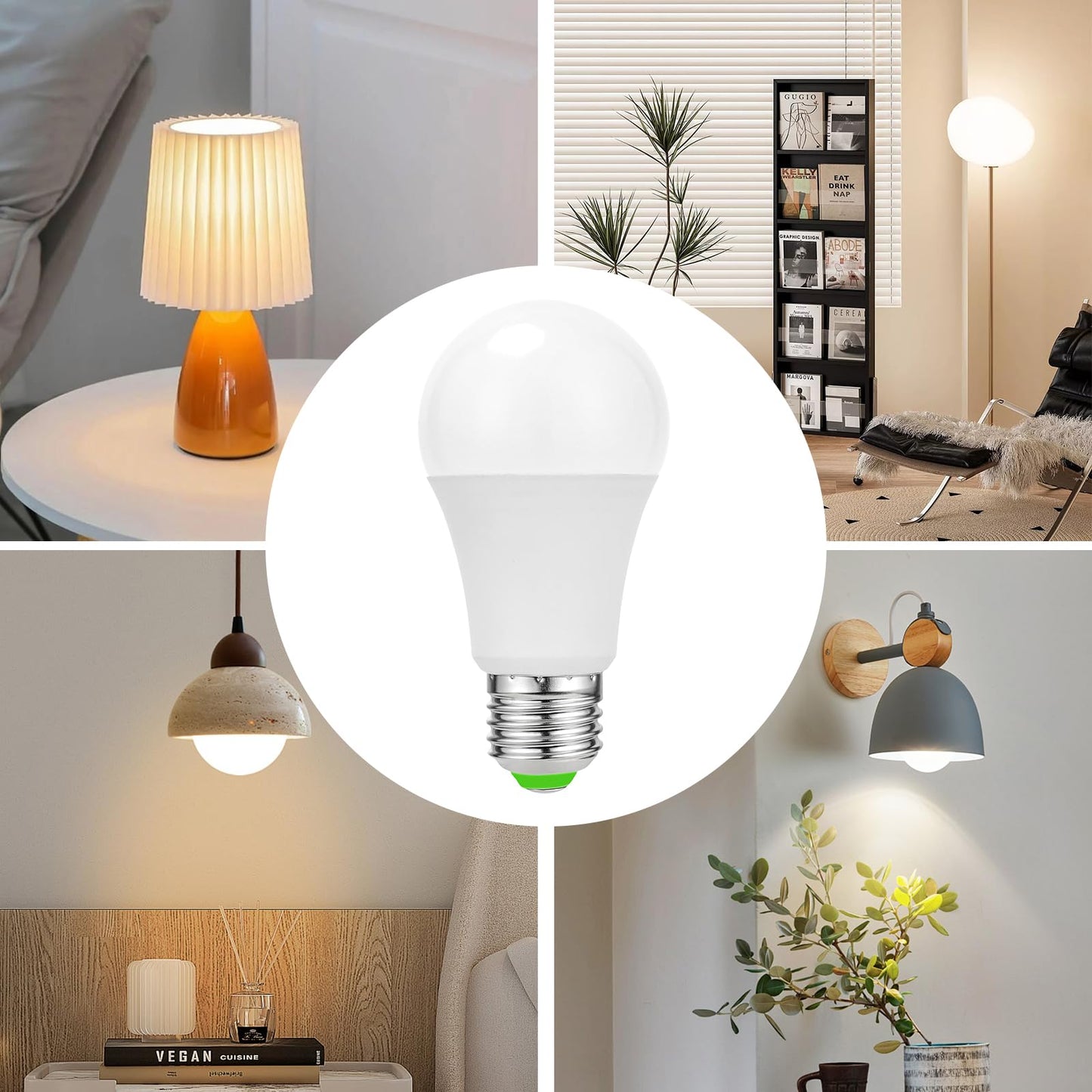 Ambimall 9W LED Light Bulbs with Remote Control, Stepless Dimmable 3000K-6000K,E26 Base