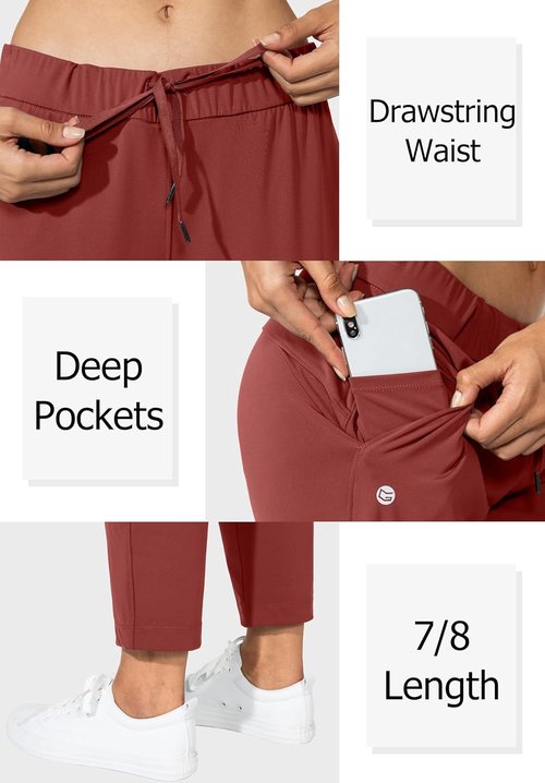 G Gradual Women's 7/8 Stretch Ankle Sweatpants - Deep Pockets for Golf, Travel & Lounge