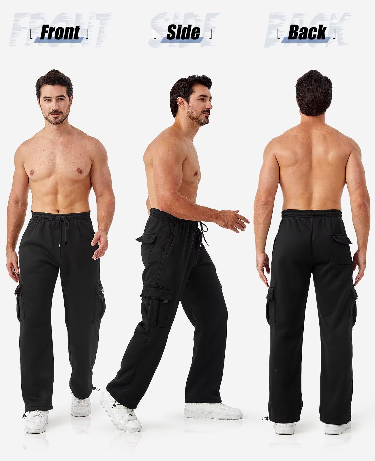 Minorlee Cargo Pants for Men 3 Pack Relaxed Fit Mens Joggers with Pockets,Fleece Hiking Tactical Workout Pants Casual
