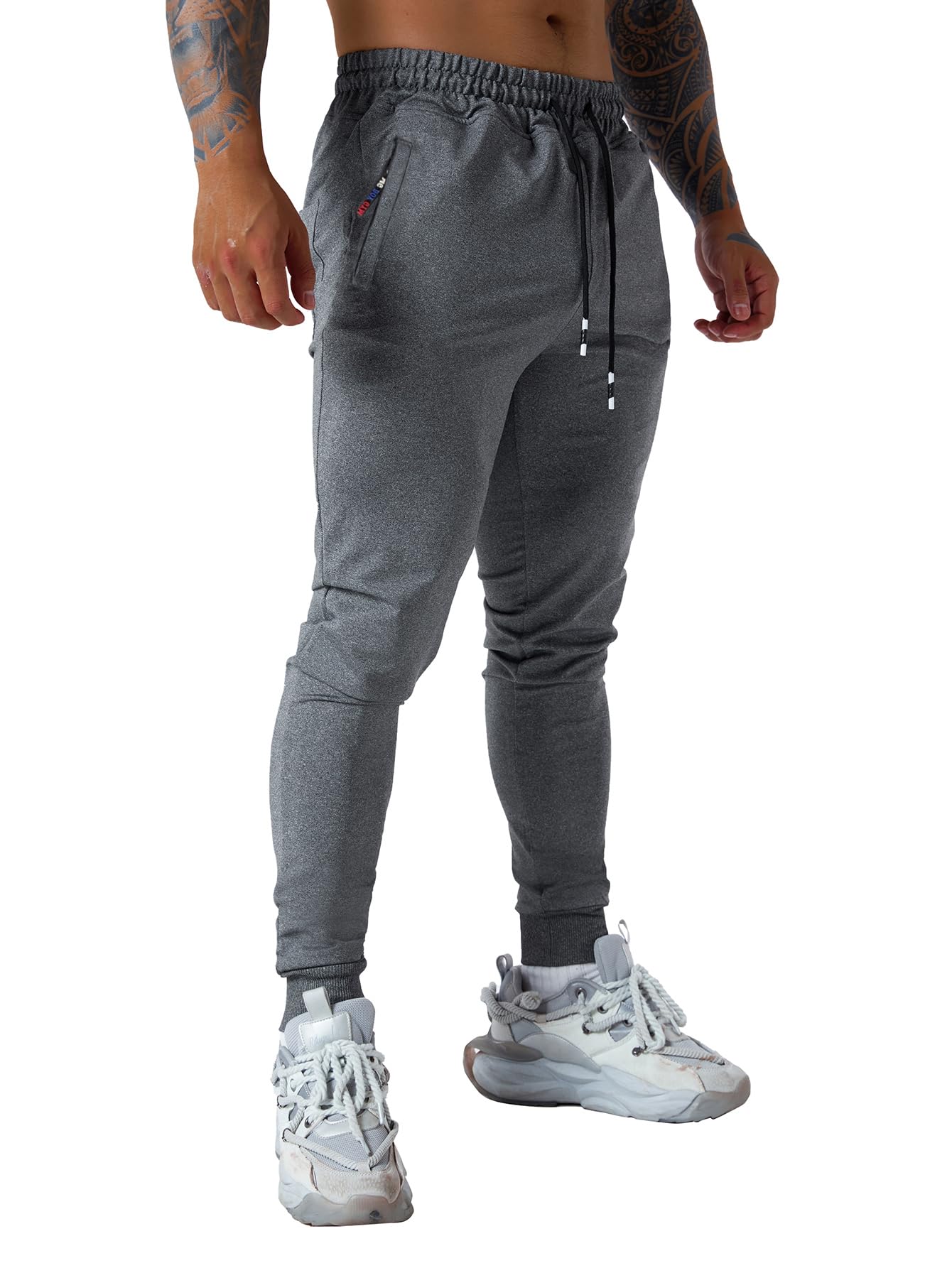GM MGBOYGYM Mens Active Athletic Workout Jogger Sweatpants for Men with Zipper Pocket and Drawstring Size Dark Grey-S