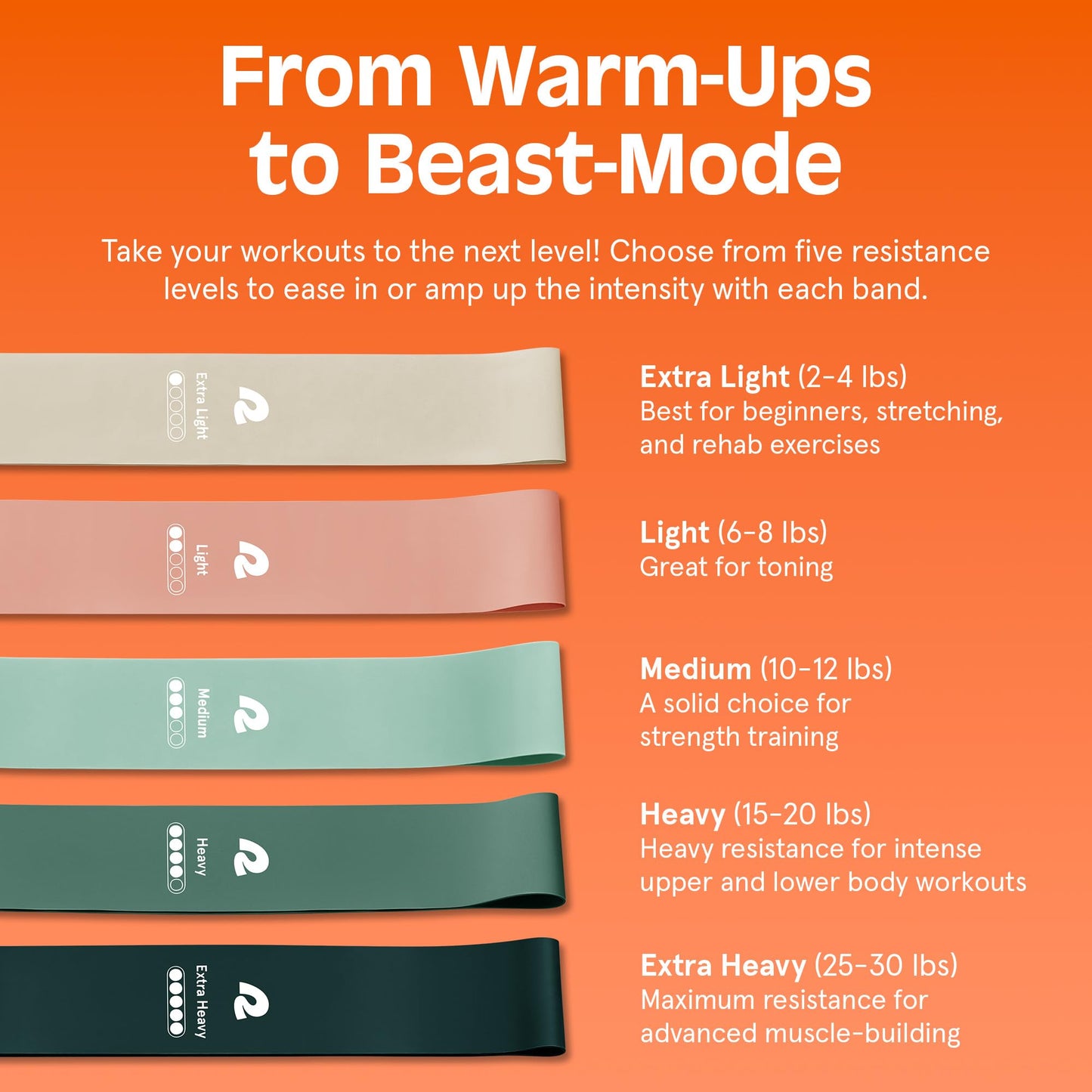 Retrospec Activate Resistance Loop Band Set for Working Out, Home Fitness, Toning, Stretching & Exercise - Lightweight & Portable for Men & Women