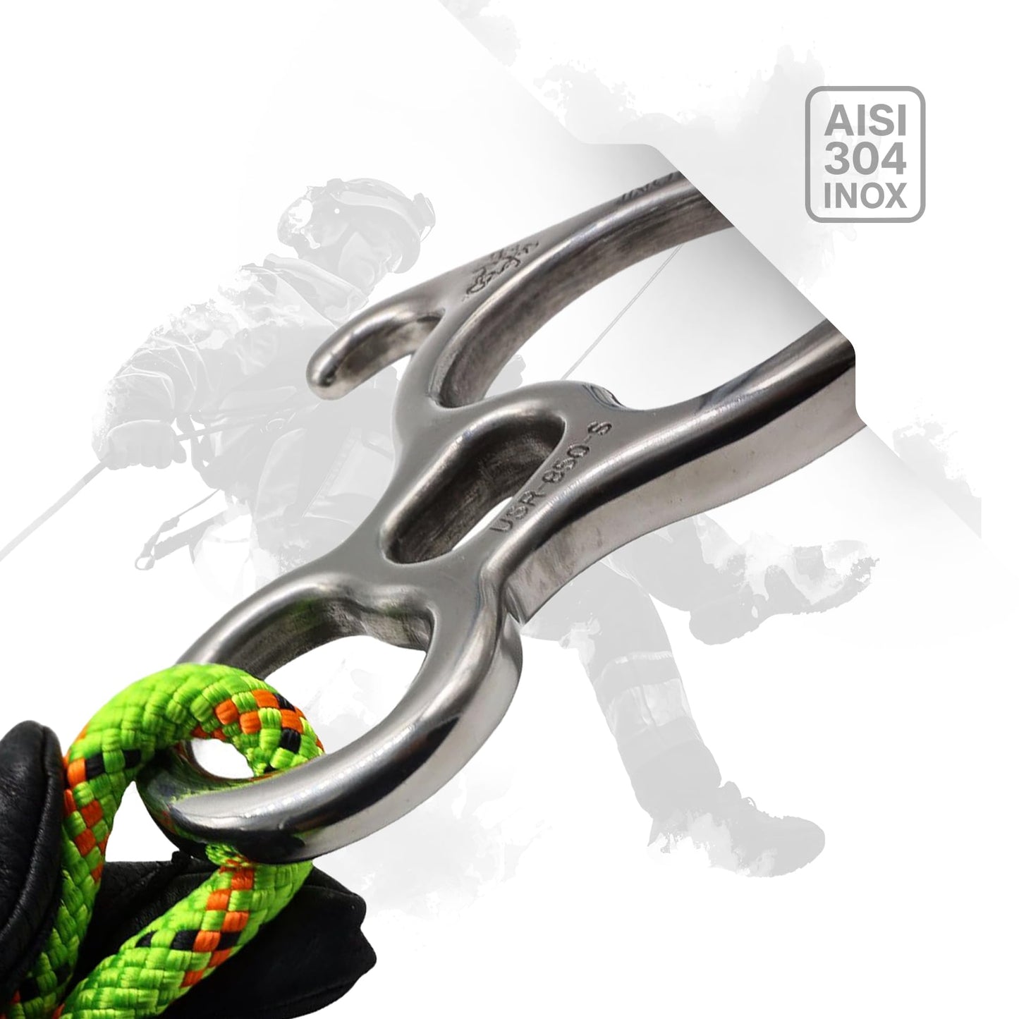 ProClimb Figure 8 Descender | Stainless Steel | Rappelling and Rescue | 50 kN | Bent Ear Design