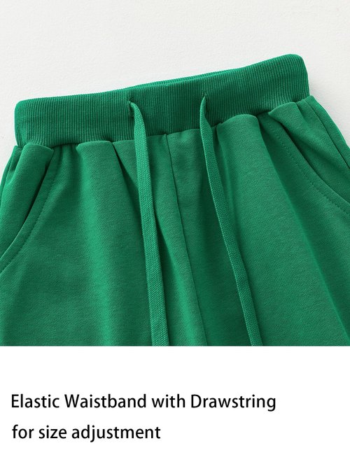 WIYOSHY Kids' Solid Color Drawstring Cotton Sweatpants Jogger Pants for Boys & Girls 4-12Years (US, Numeric, 8, Regular, Pure Green)