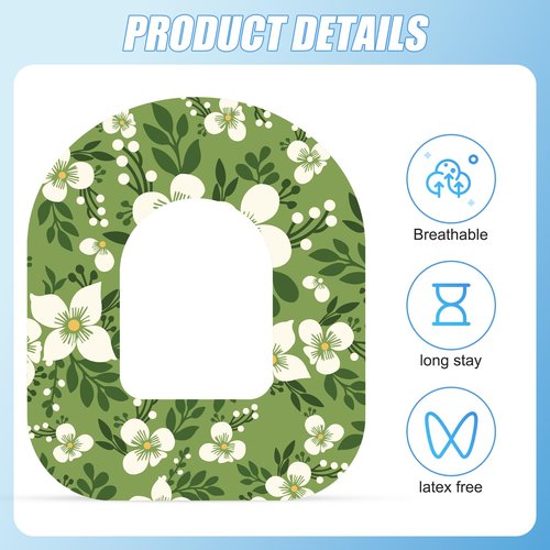 25pcs Adhesive Patches for Omnipod 5, Breathable Waterproof CGM Insulin Sensor Covers, Medical Overpatches, Flower Prints Glucose Sugar Sensor Stickers Compatible with Omnipod 5 Accessories