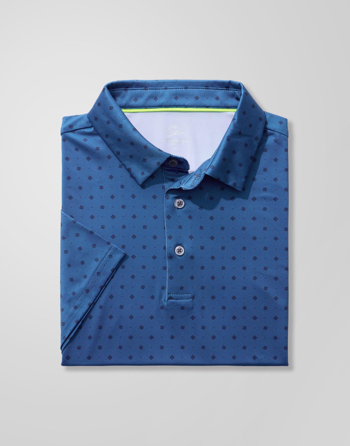 Obla Mens Golf Polo Shirts Short Sleeve Dry Fit Performance Moisture Wicking Casual Print Collared Golf Shirts for Men(Blue Circle_S)