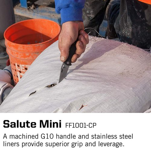 SOG Salute Mini Tactical Knife- EDC Folding Pocket Knife with 3.1 Inch Blade, Adjustable Thumb Stud and Low Carry Bayonet Clip, Bead Blasted (FF1001-CP)