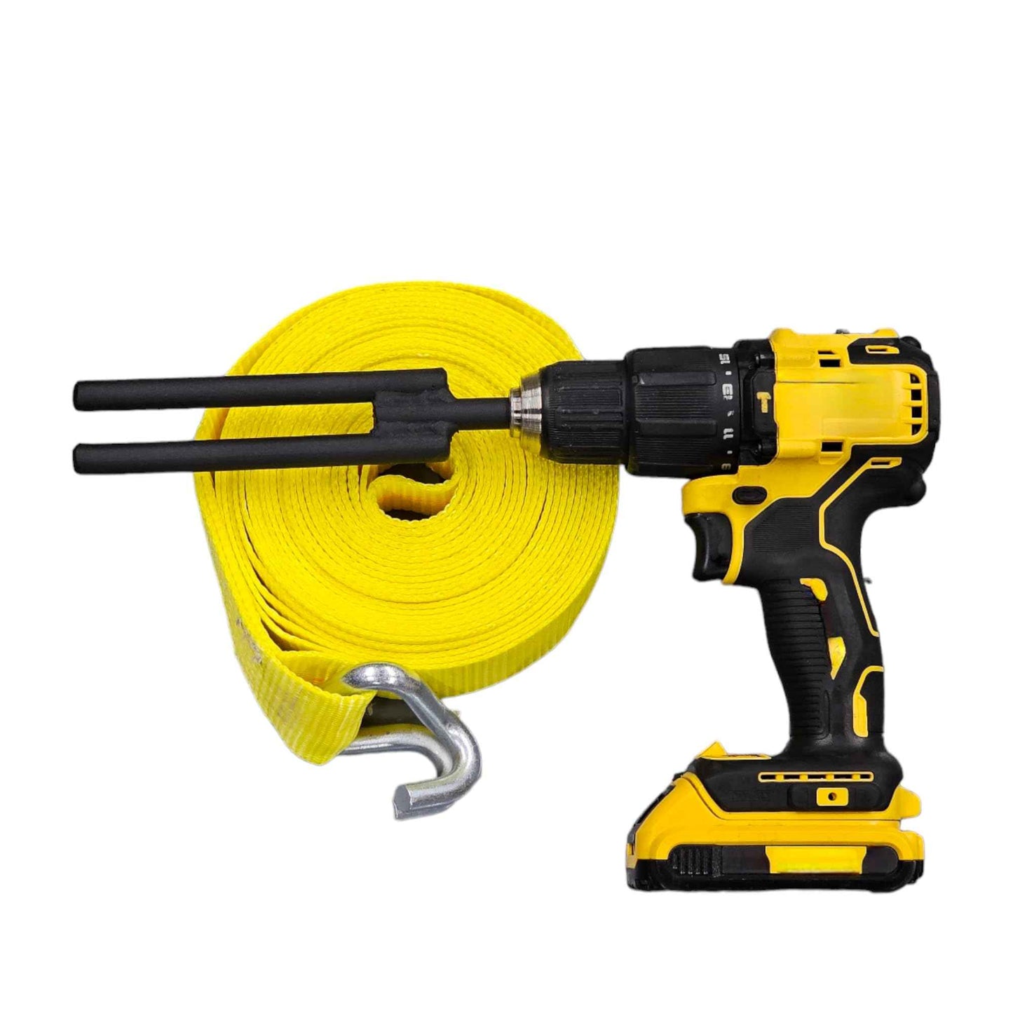 Ratchet Strap Wrapper, Winder, Roller, Power Tool Drill Attachment, Accessory Drillbit Cargo Tiedown Rapper for Turcks & Trailers Makes for a Great Gift