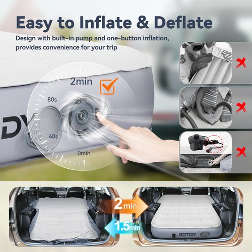 GOTIDY Jeep Mattress with Wireless Air Pump, 10inch SUV Air Mattress Camping Bed for Jeep Wrangler JK JKU JL JLU Unlimited 4 Door Ford Bronco Subaru Forester