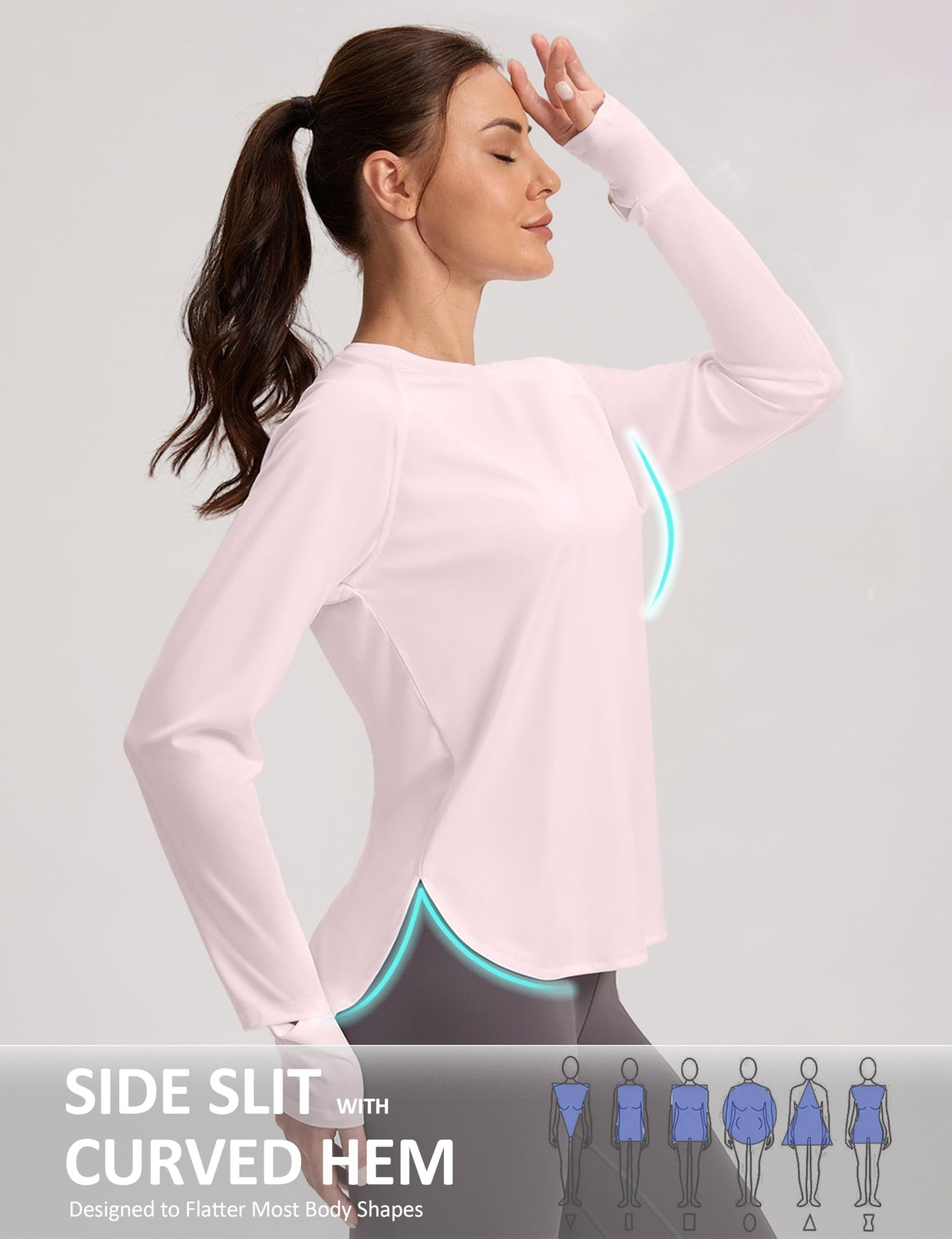 Women's Sun Shirts UPF 50+ Long Sleeve Uv Protection Shirts Lightweight Quick Dry SPF Clothing Outdoor Hiking Tops Pink XL New