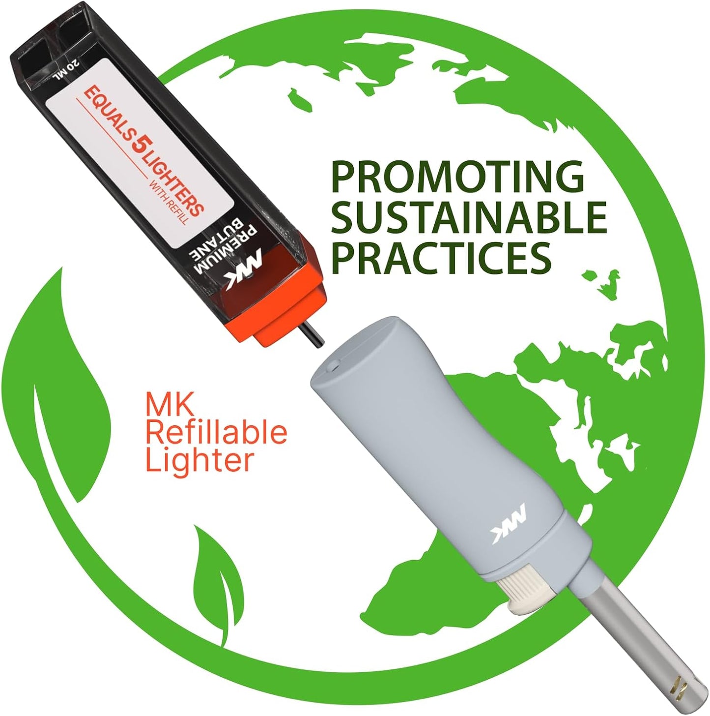 MK Candle Lighter - Butane Refillable Wind-Resistant Flame | 4-Pack for BBQ & Camping