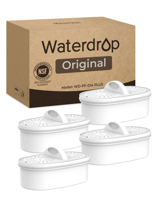 Waterdrop WD-PF-01A Plus Replacement Filters - 4-Pack for Pitcher, Reduces PFAS & Chlorine, Lasts 3 Months