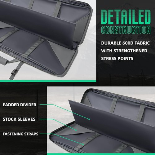 DULCE DOM Double Rifle Case - Soft Gun Bag for Rifles & Pistols | Tactical Storage Backpack (32-52 Inch)