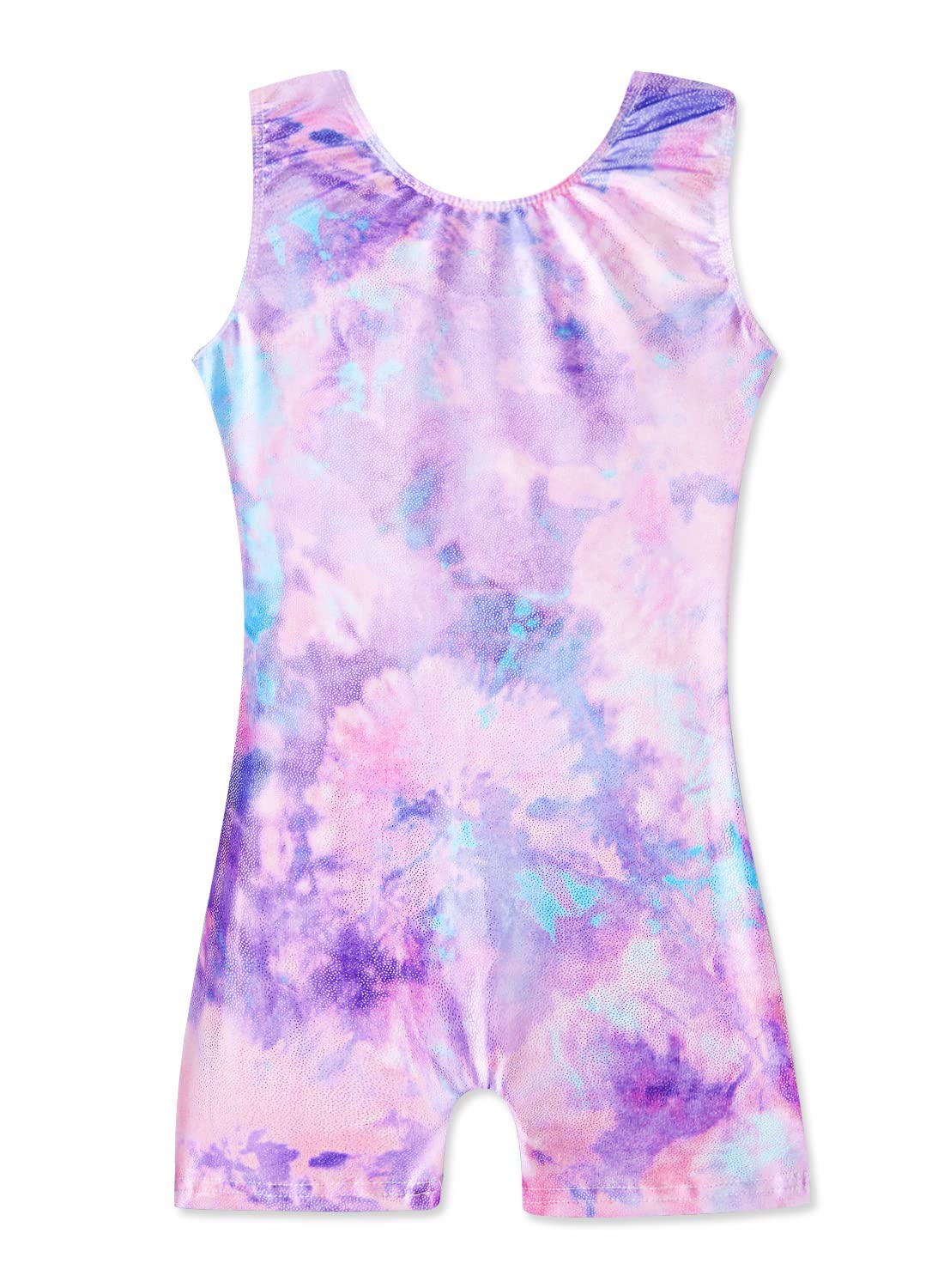 HOZIY Toddler Girls Gymnastics Outfit with Shorts Leotards for Kids Tumbling Biketard 4t 5t Leo Dance Clothes Clothing Bodysuits Child Purple Tie Dye