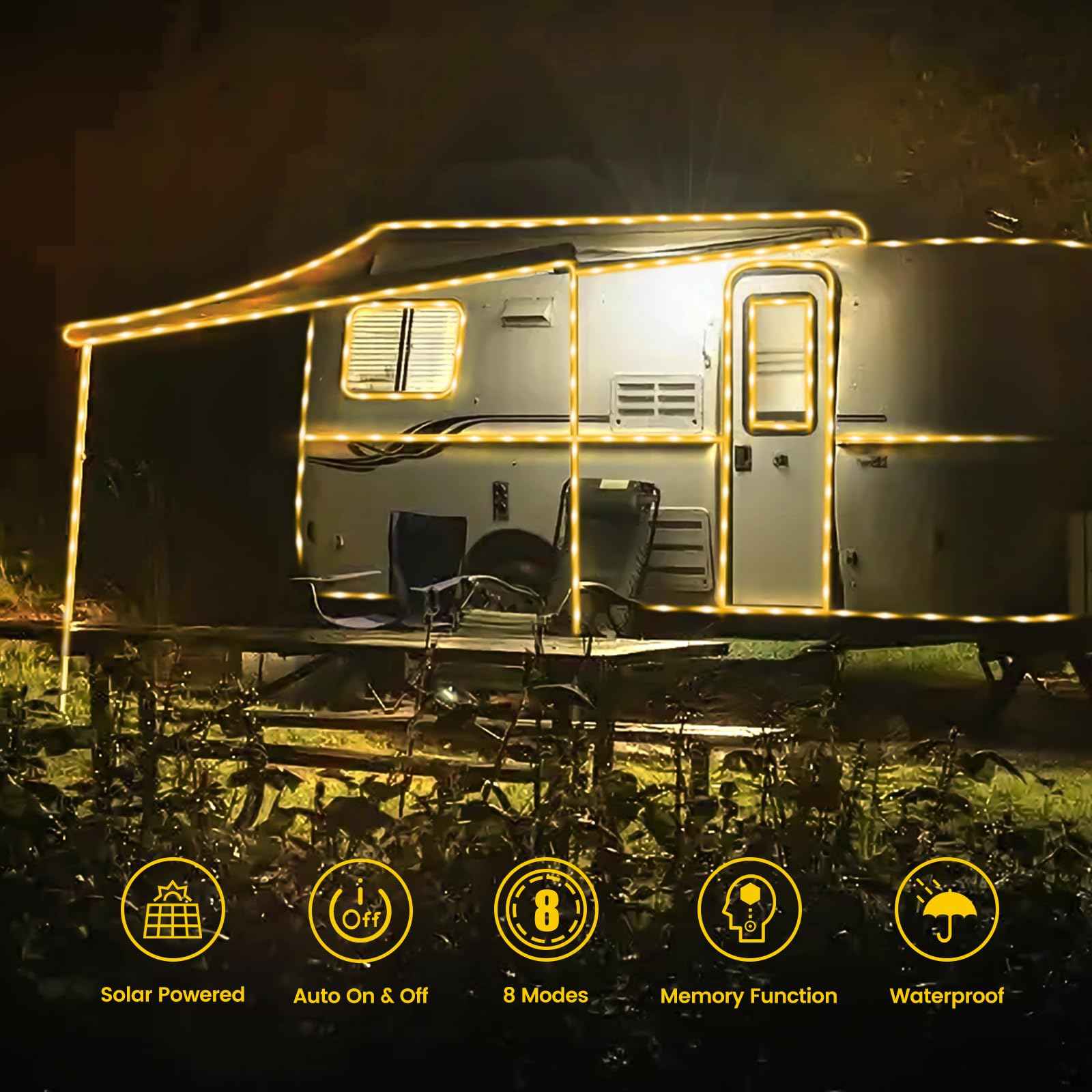 200 LED Solar Rope Lights Outdoor, 66FT Solar String Lights Indoor Waterproof Solar Powered Trampoline Light Clear Tube Pool Light for Camping Fence Yard Walkway Path Garden Outside Decor(Warm White)