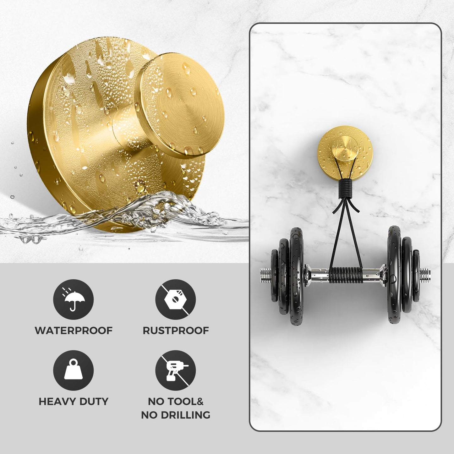 Shower Hooks for Inside Shower,Suction Cup Hooks for Glass Window,Removable Towel Hooks for Bathrooms,4 Packs(Gold)