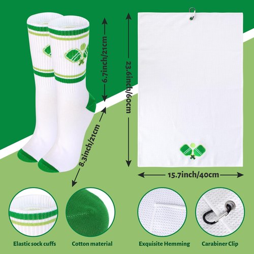 Kyson 5 Pieces Funny Pickleball Hat Dink Ball Lover Gift Set Hat Sports Wrist Head Sweatbands Socks Towel for Men Women (White)