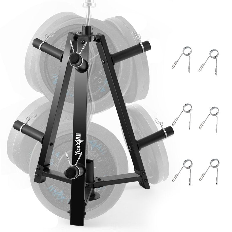 Yes4All Weight Rack, 1 & 2-Inch Plate Bumper Plate Rack, 350 lbs Capacity Barbell Weight Rack for Home Gym Training