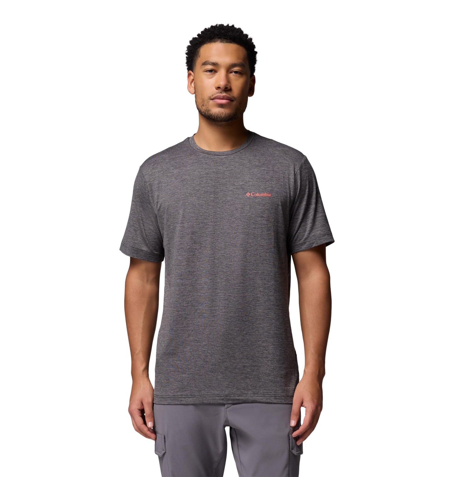 Columbia Mens Kwick Hike Back Graphic Short Sleeve Tee, Black Heather/Linescape, X-Large