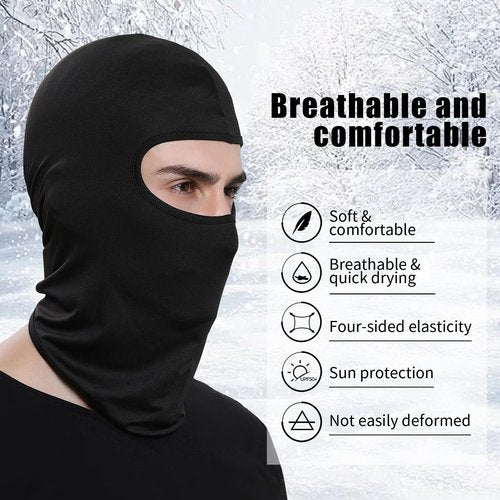 Xeoxarel 3 Pack Fleece Ski Mask Balaclava Full Face Cover, Cold Weather Windproof Thermal Shiesty Motorcycle for Men/Women, Black
