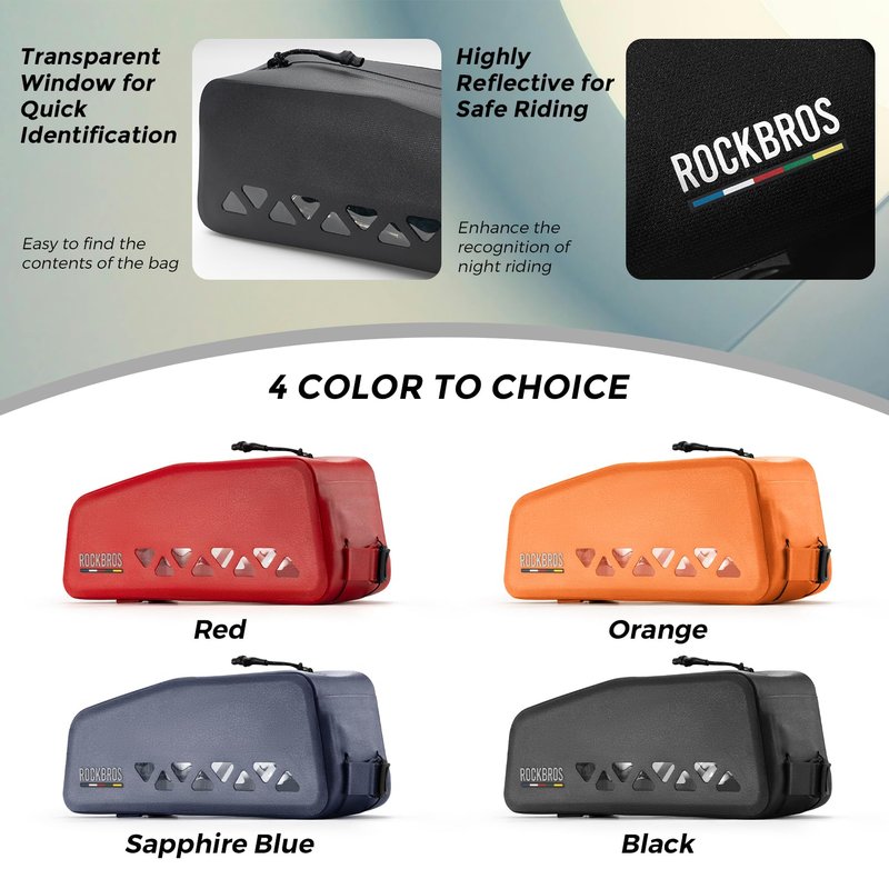 ROCKBROS Top Tube Bike Bag Waterproof Bike Frame Bag Lightweight Buckle Lock Design TPU Material Top Tube Bag Easy Install Cycling Top Tube Front Frame Pack 1L Capacity