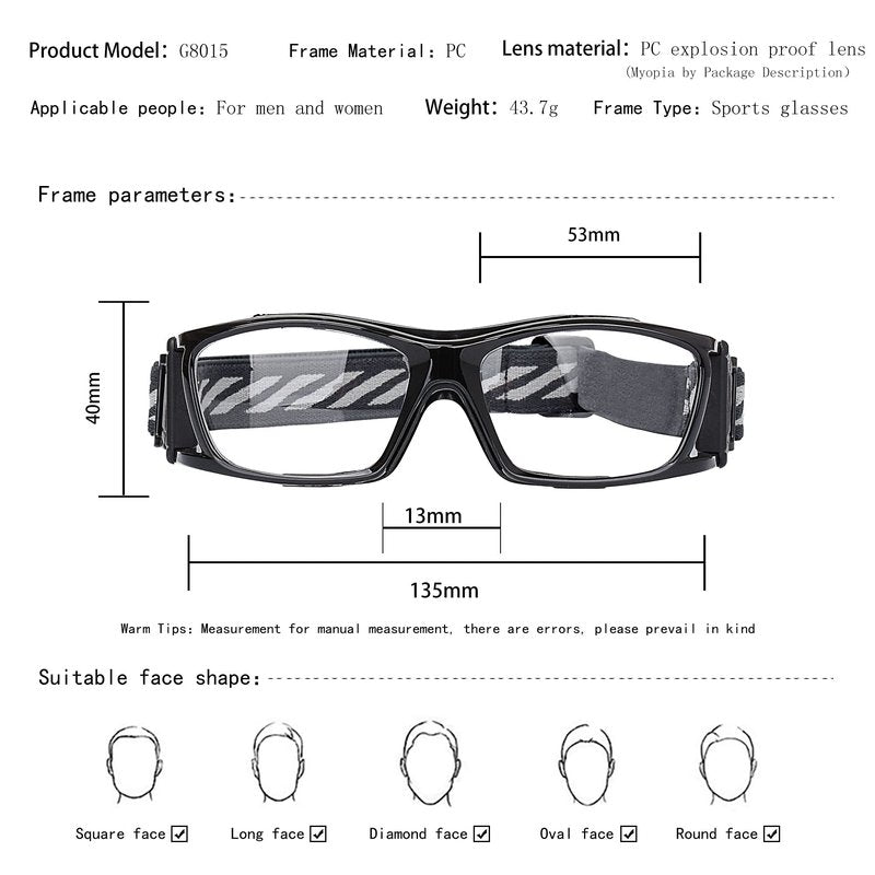 SooGree Racquetball Goggles - Sports Glasses Basketball Football Protective Eyewear Anti Fog Shock Absorption with Adjustable Strap (G8015 Black frame black pad)