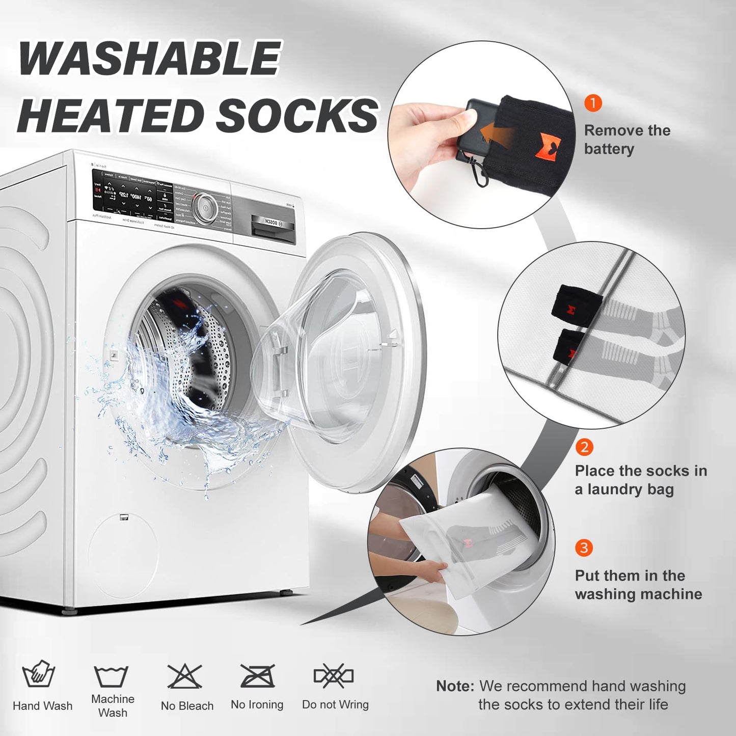PEKWZIZ Heated Socks, 5V 6000mAh Rechargeable Heated Socks for Men Women, Electric Heated Socks with 4 Heating Levels for Outdoors Working Skating Skiing Hunting Hiking Cycling