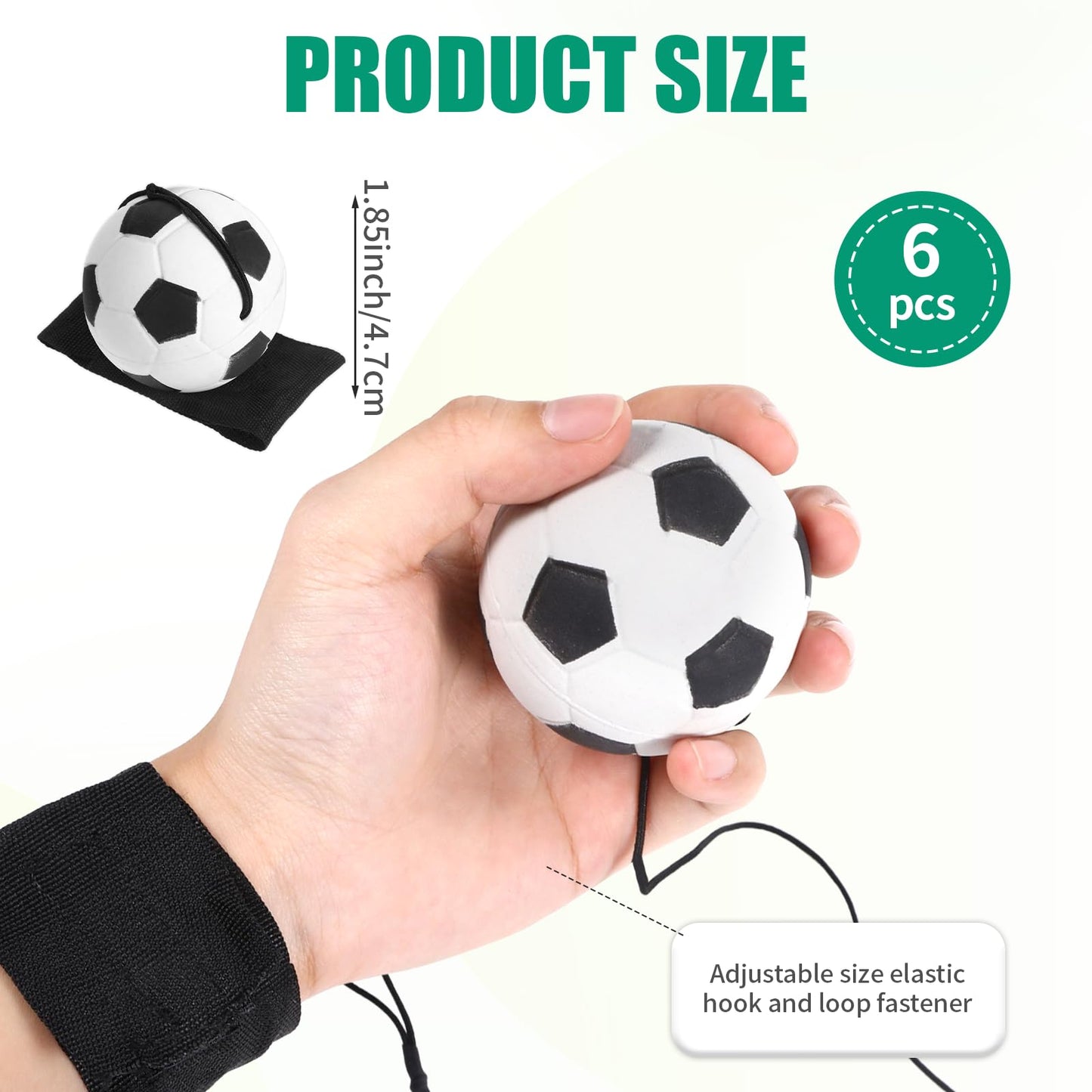 Xuqiakw 6PCS Wrist Ball on String for Soccer Party Favors,Rebound Ball with Strap for Soccer Team Gifts,Wrist Exercise Fun Outdoor Activity for Adults