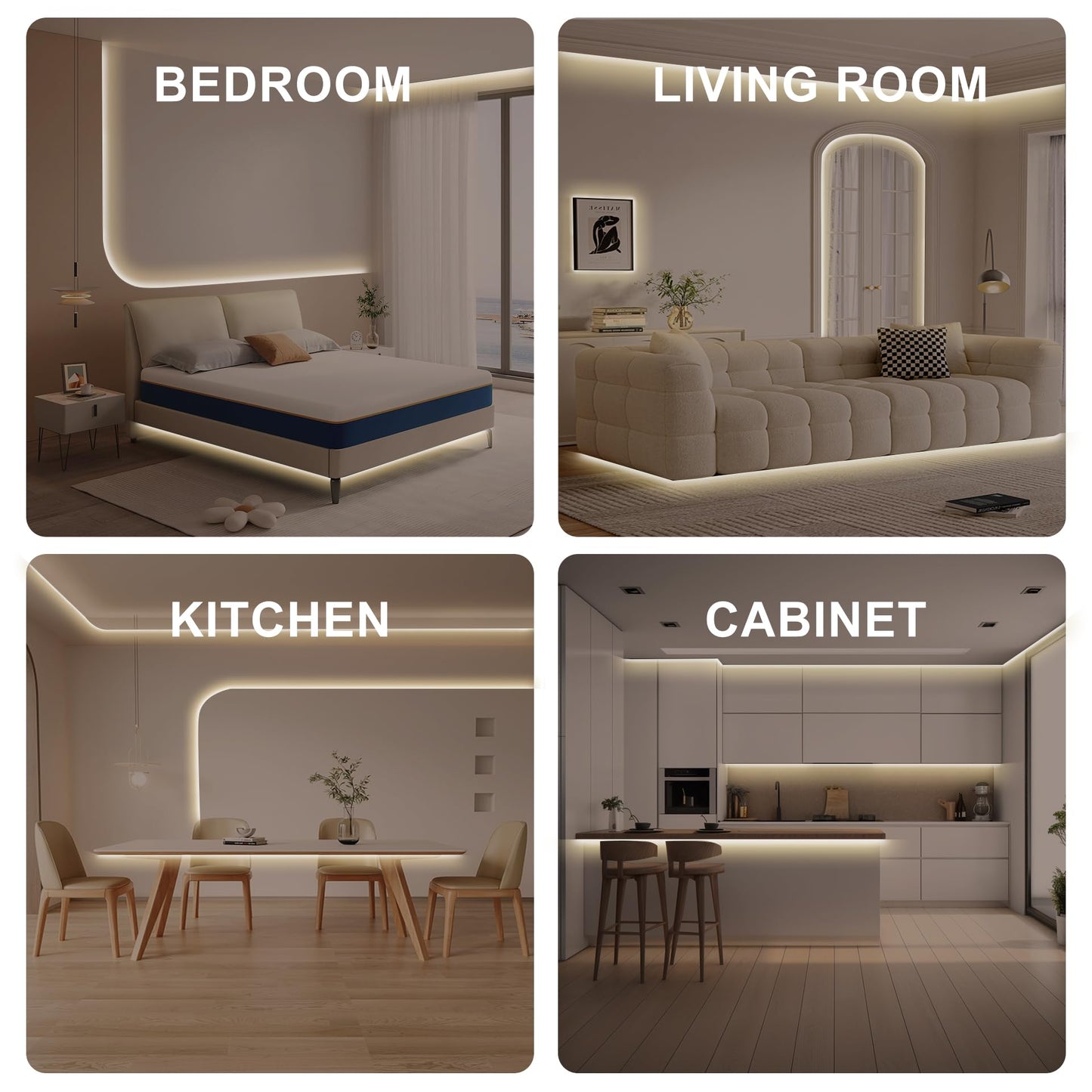 Olaholii 16.4ft COB LED Strip Light with Remote, 3000K Dimmable Bright Warm White Led COB Strip Light, White Continuous Led Strip Light for Mirror, Stair, Cabinet, Room