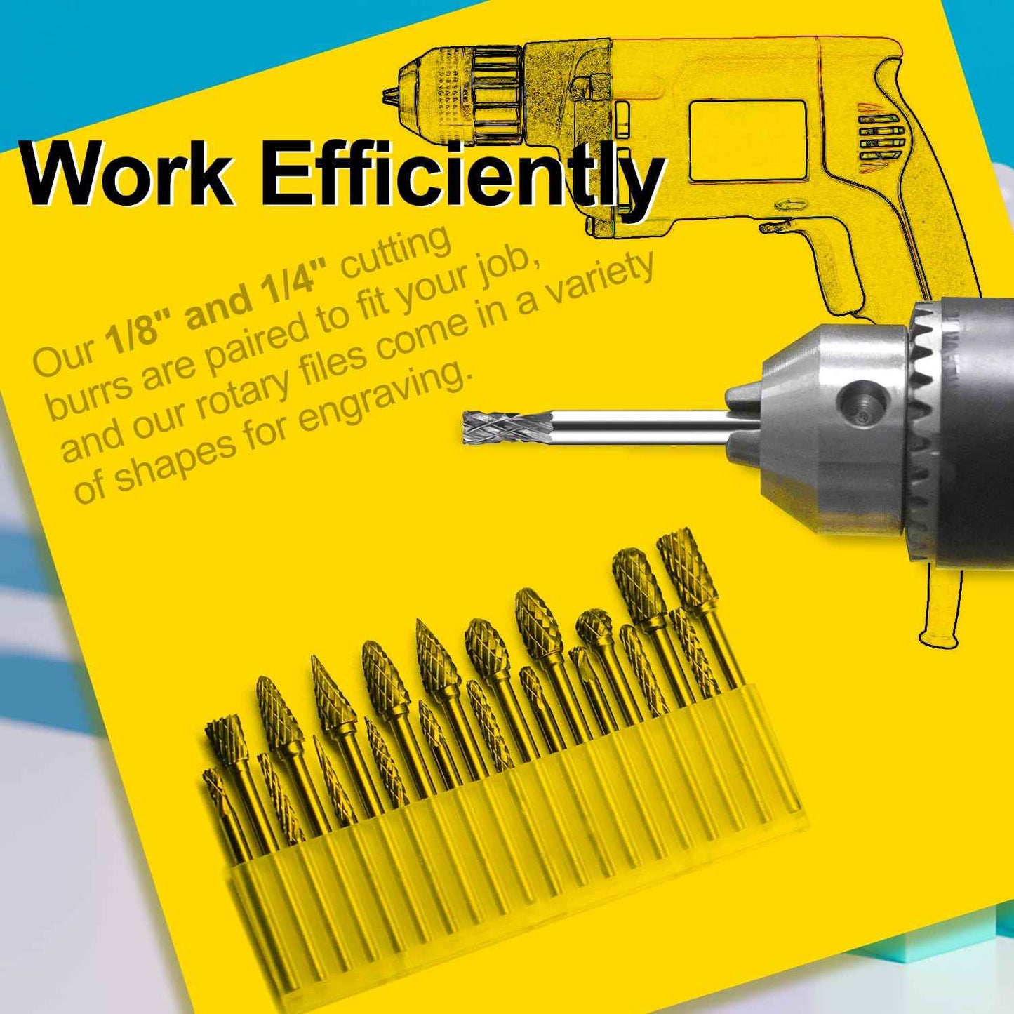 Asieg Tool 20 Pcs Carbide Die Grinder Burrs Bits 1/8" Shank for Dremel Milwaukee Metal Grinding Wood Stone Steel Carving Cutting Engraving Grinder Kit Attachment Rotary Tool Accessories Sets