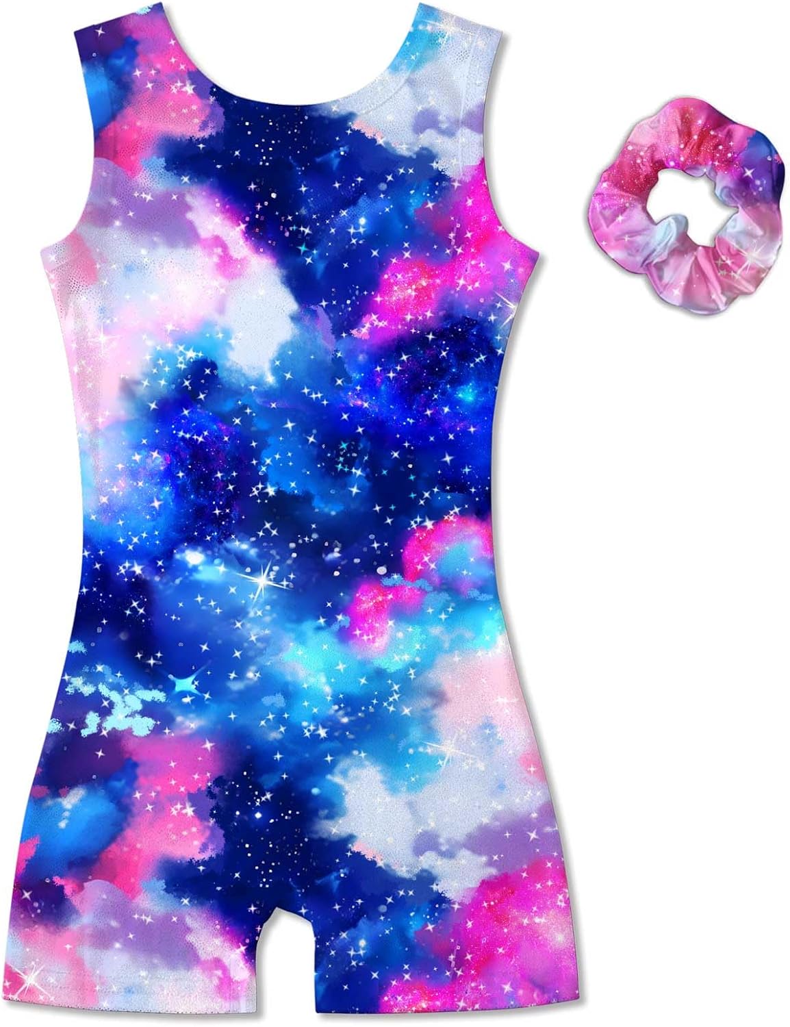 Vogseek Girl Gymnastic Leotards - Sparkle Dance Unitards with Hair Scrunchie | Sizes 4-12Y