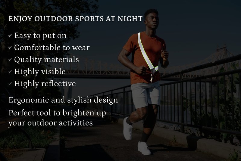 Reflective sash - Reflective Gear for Walking at Night - High Visibility Safety - Reflective Dog Walking Gear - Walking Reflective Gear - Reflective sash for Outdoor Activities - ZAHA