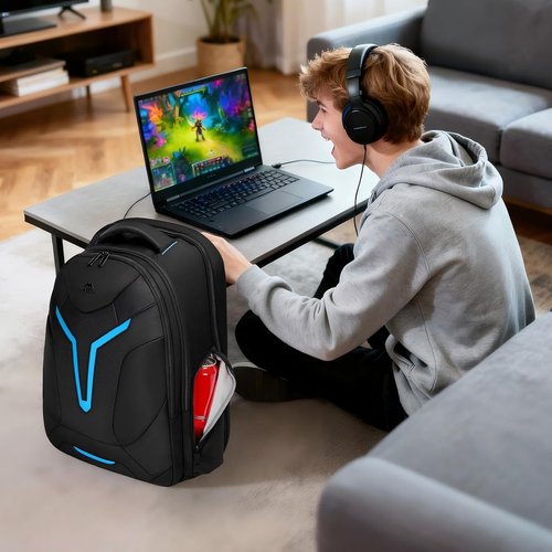 MATEIN 18-Inch Gaming Backpack - Waterproof Travel Bag with Padded Laptop Compartment & Rain Cover