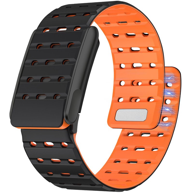 Anpzband-Silicone Magnetic Band Sports Compatible with Whoop 5.0 Band, Adjustable Breathable Replacement Wristbands Straps, with U-Shaped Frame, Strap Men Women, for Whoop 5.0 Silicone Bands (Black Orange)