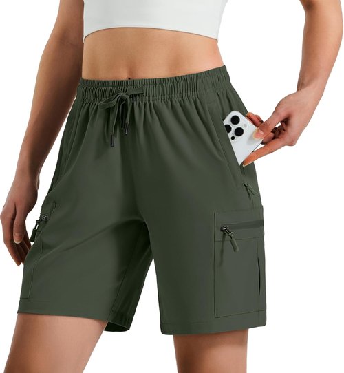 Hugut Women's Hiking Cargo Shorts - Quick Dry, Lightweight, Water Resistant | Ideal for Camping & Travel