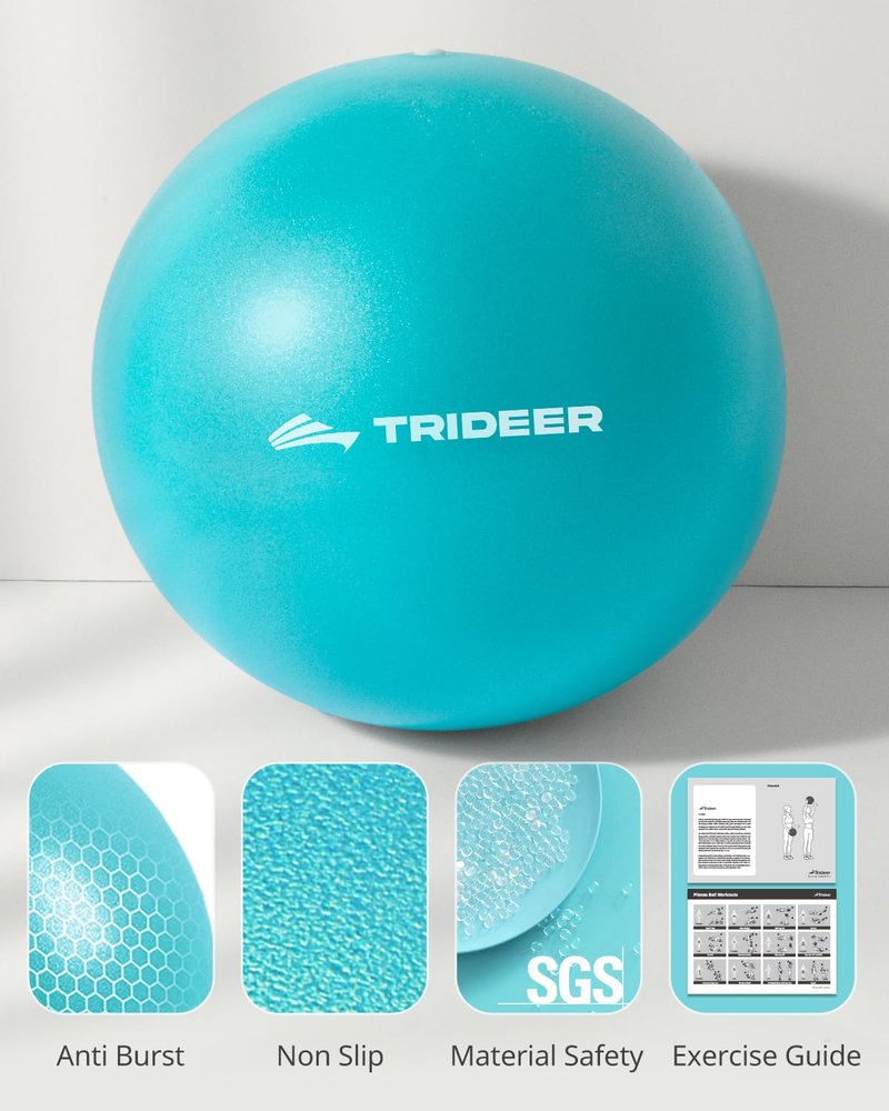 Trideer Pilates Ball 9 Inch with Pump, Exercise Balls Physical Therapy, Physical Therapy Equipment, Small Exercise Ball Between Knees, Small Pilates Ball for Yoga, Core, Office&Home Gym
