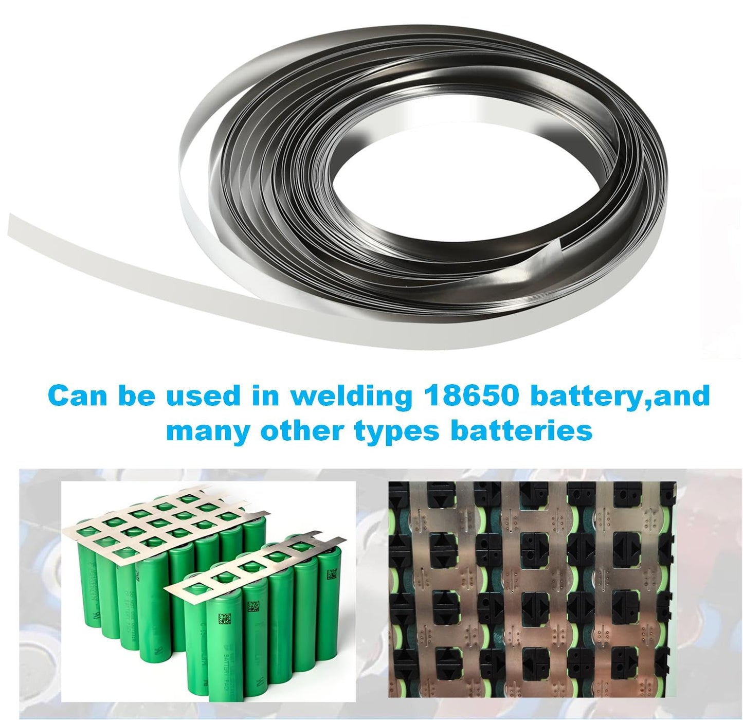 Nickel Strips for Battery Welding, 0.15mm Thickness, 7mm Width, 10m Roll - Durable Nickel Tape for Lithium Ion Battery Pack Assembly and Spot Welding