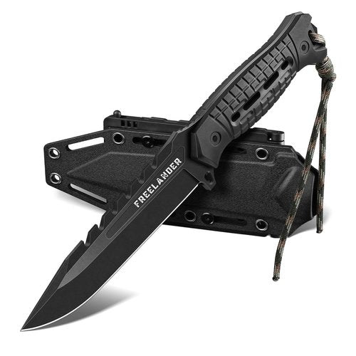 Freelander Fixed Blade Knife with Sheath - High-Carbon Steel Survival Knife with Ergonomic Handle，Full Tang Bushcraft Knives for Camping, Outdoor Survival and Gardening, Gift for Men