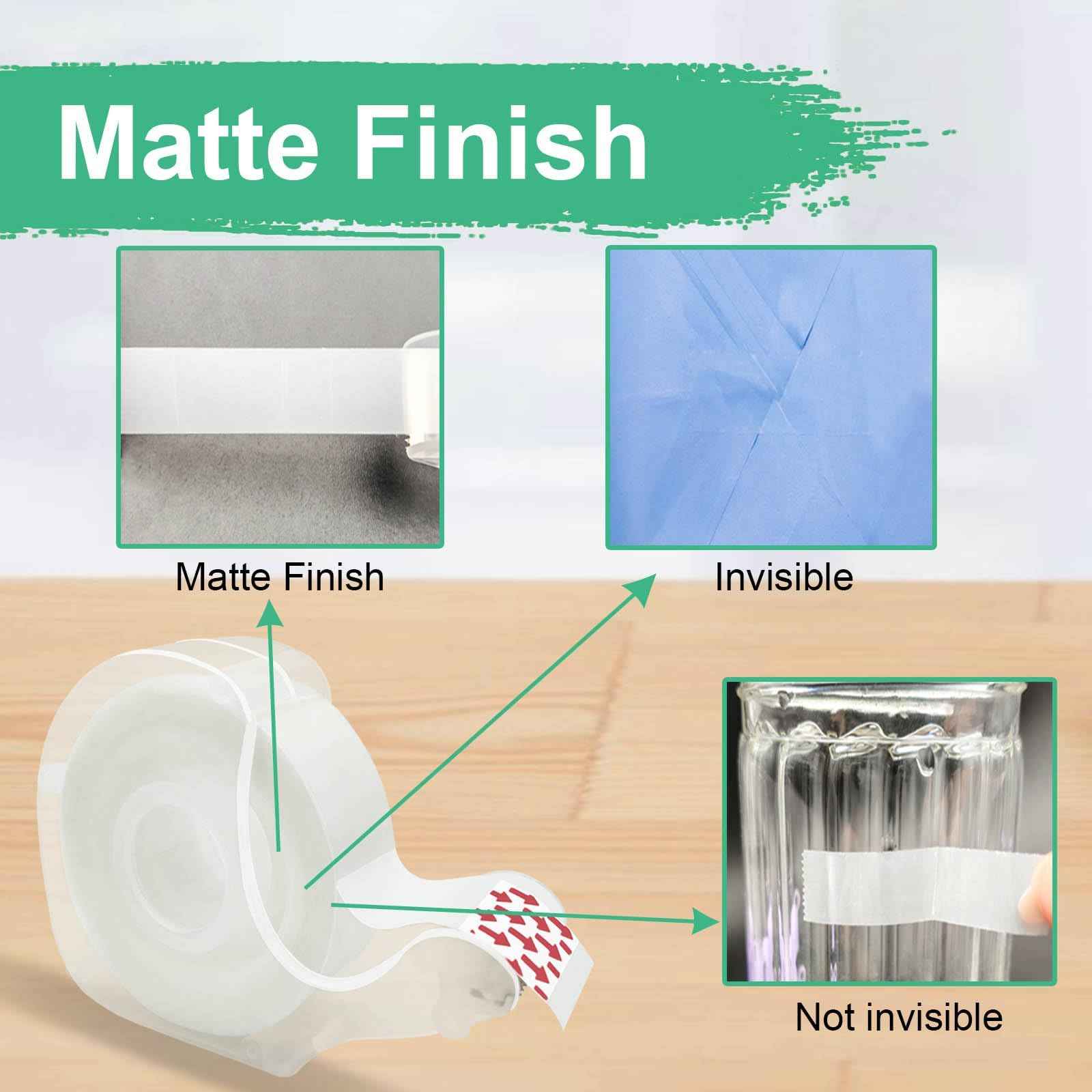 Bulk Tape clear, Invisible Tape, Matte Finish, Writable, 3/4 in x 650 in, 60 Rolls with Dispensers, Transparent Tape, Ideal for Christmas Wrapping Paper, Gift Wrap, School Supplies & Office Use