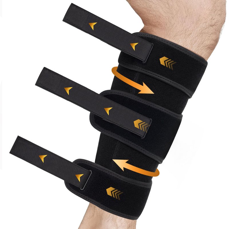 Hiball Adjustable Calf Brace for Men Women, Lower Leg Compression Wrap, Calf Compression Sleeve with Six Nylon Buckle Pressure Strips, Shin Splint & Calf Support for Torn Calf Muscle, Varicose Veins