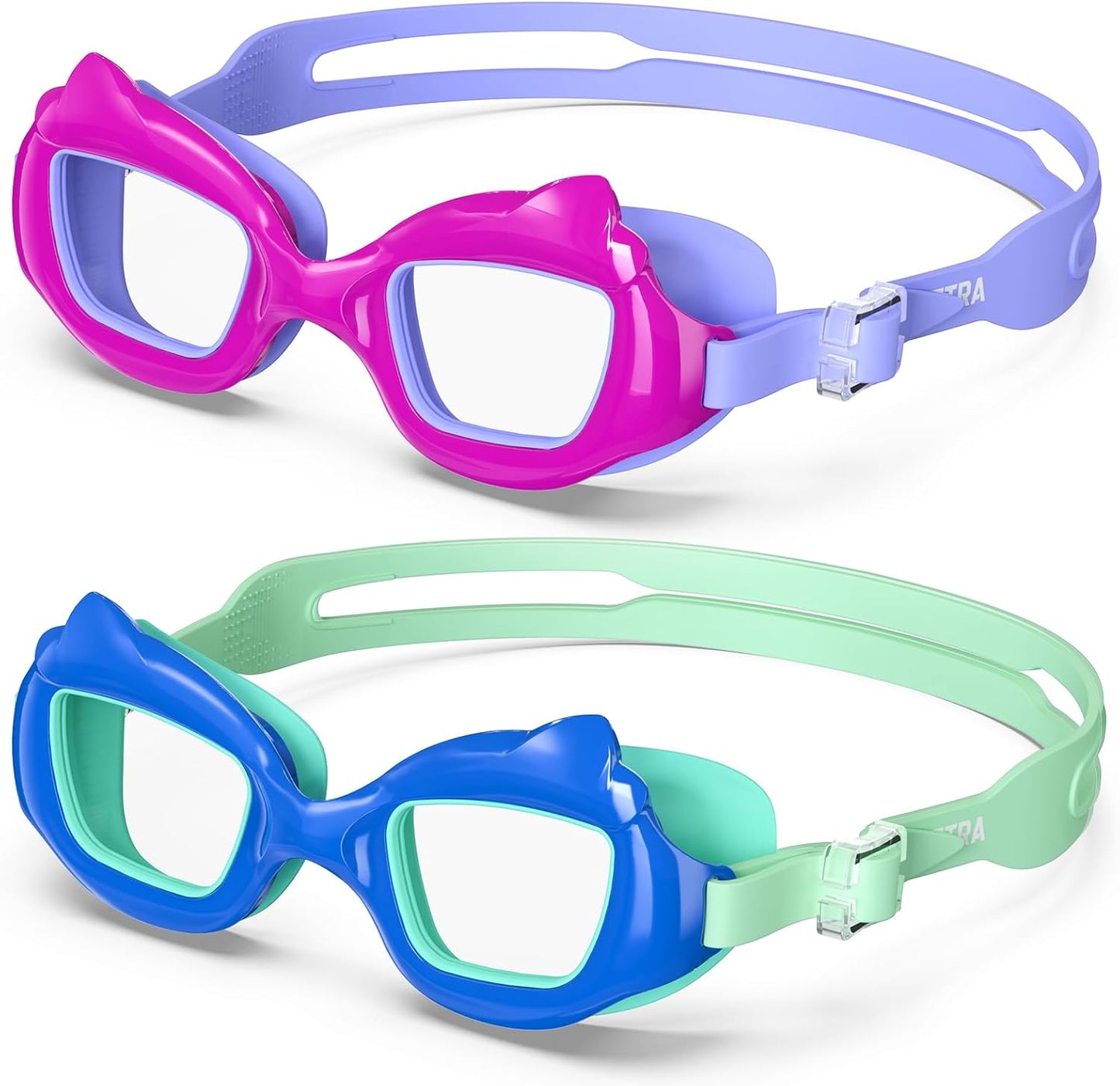 Skiennix Kids Swim Goggles - 2 Pack Anti-Fog UV Protection for Ages 3-10 | Easy Clip Design