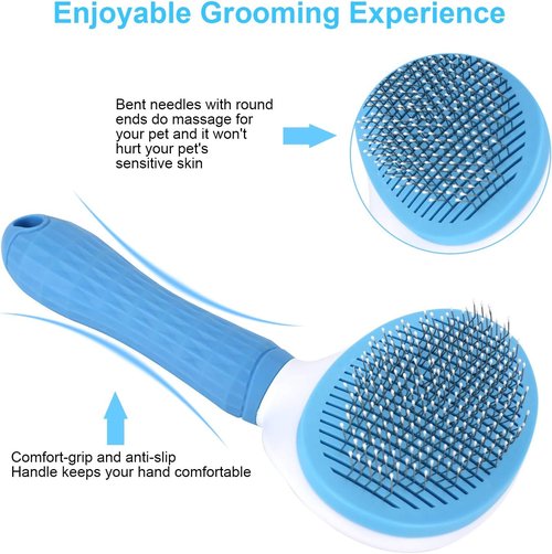 Depets Self-Cleaning Slicker Brush | Pet Grooming Tool for Dogs, Cats & Bunnies - Effortless Shedding Removal