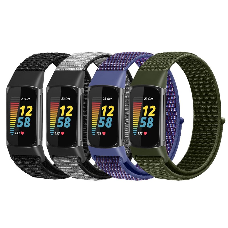 Relting Compatible with Fitbit Charge 5 Bands for Women Men,Soft Breathable Velcro Nylon Loop Sport Strap Replacement Wristbands for Fitbit Charge 5