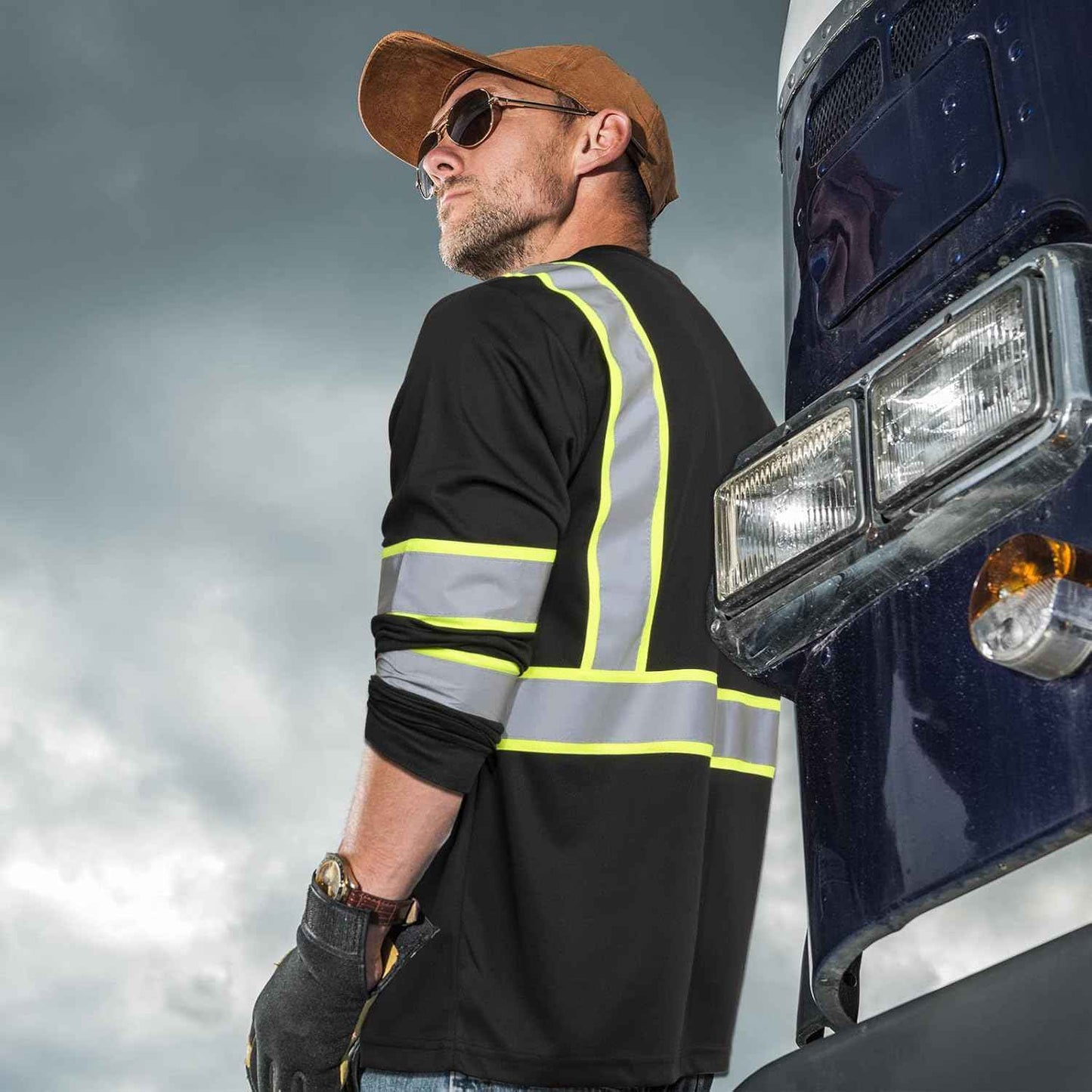High Visibility Class 3 Safety T-Shirt - 6 Pack Long Sleeve Reflective Work Shirts for Construction & Surveying