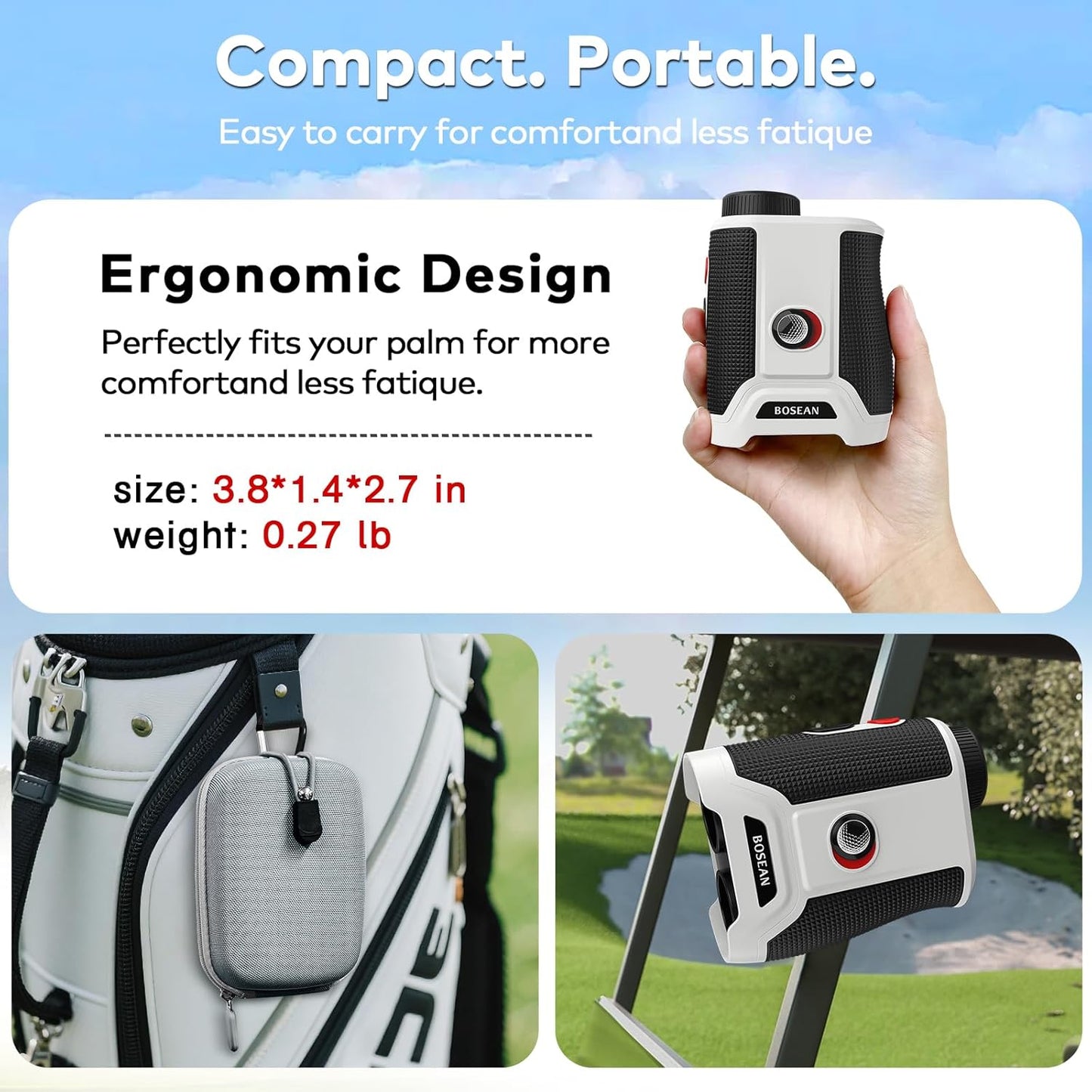 Skiennix Golf Range Finder - 7X Magnification, Lightweight & Portable with Slope Function | Flag Lock Vibration