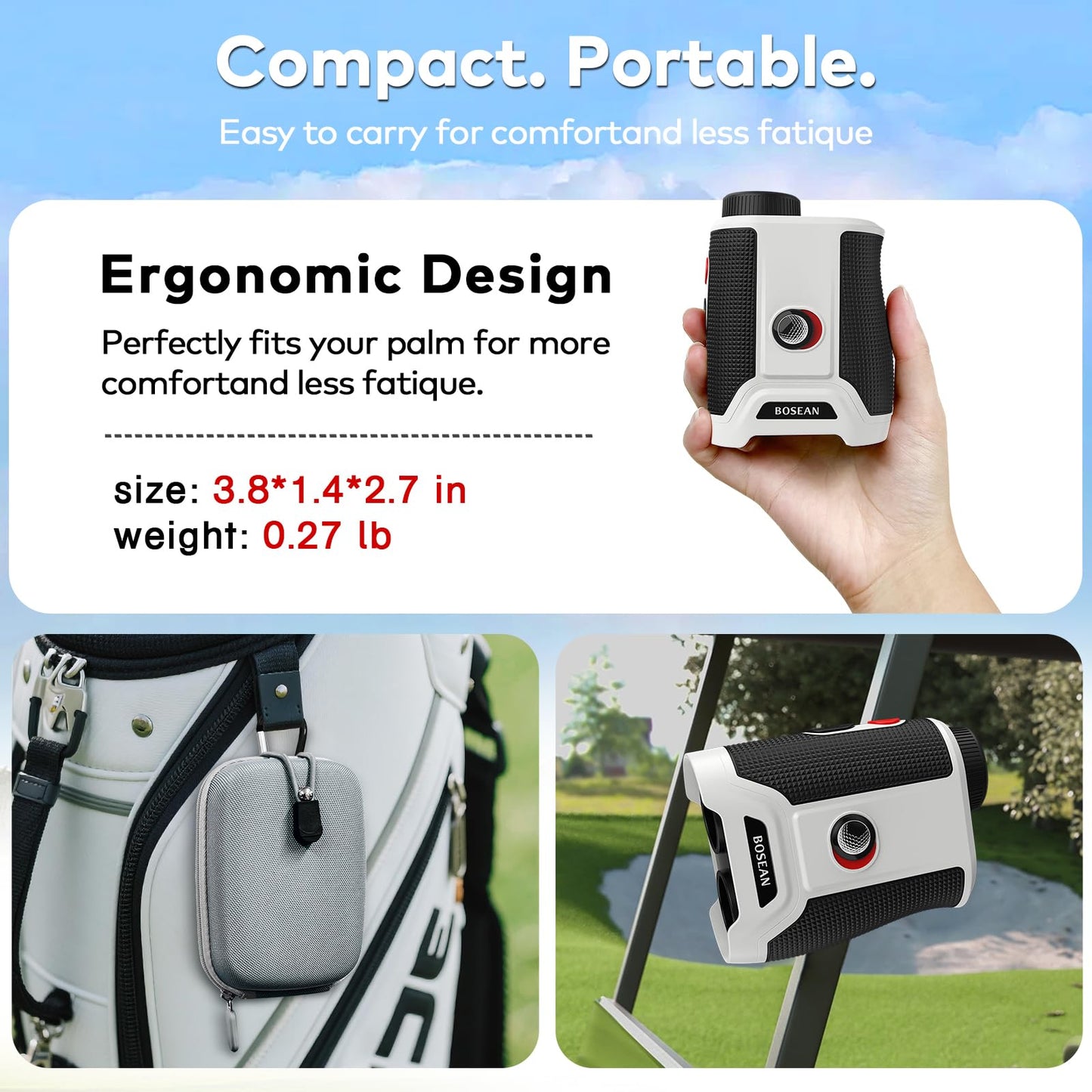 Golf Rangefinder with Slope and Magnetic, 1200/1500 Yards Range Finder Golf, 7X Magnification Flag Lock, Rechargeable Distance Measurment Device Accessory for Men (Black, 1200 Yards)